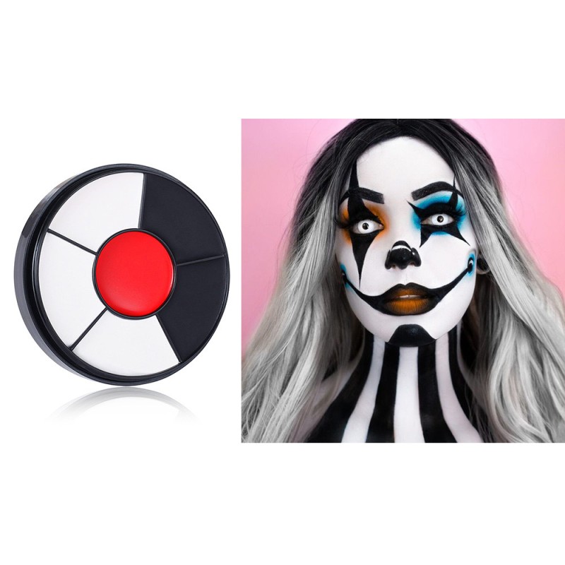 WillDoDo Halloween Cosplay Makeup Black + White +Red Face Body Paint Special Effects Makeup Kit Dress Up Non Toxic Face Painting Kits for Adult Full Coverage Face paint Fx Make Up 