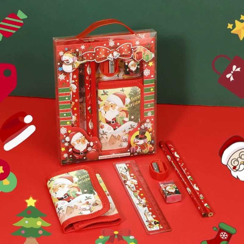 Christmas Stationery Set - Stationery Gift Set for Kids，Student Stationery Set ，Christmas Gifts for Girls and Boys（Include Coin Purse，Rulers, Eraser, Pencil Sharpener，Pencils）