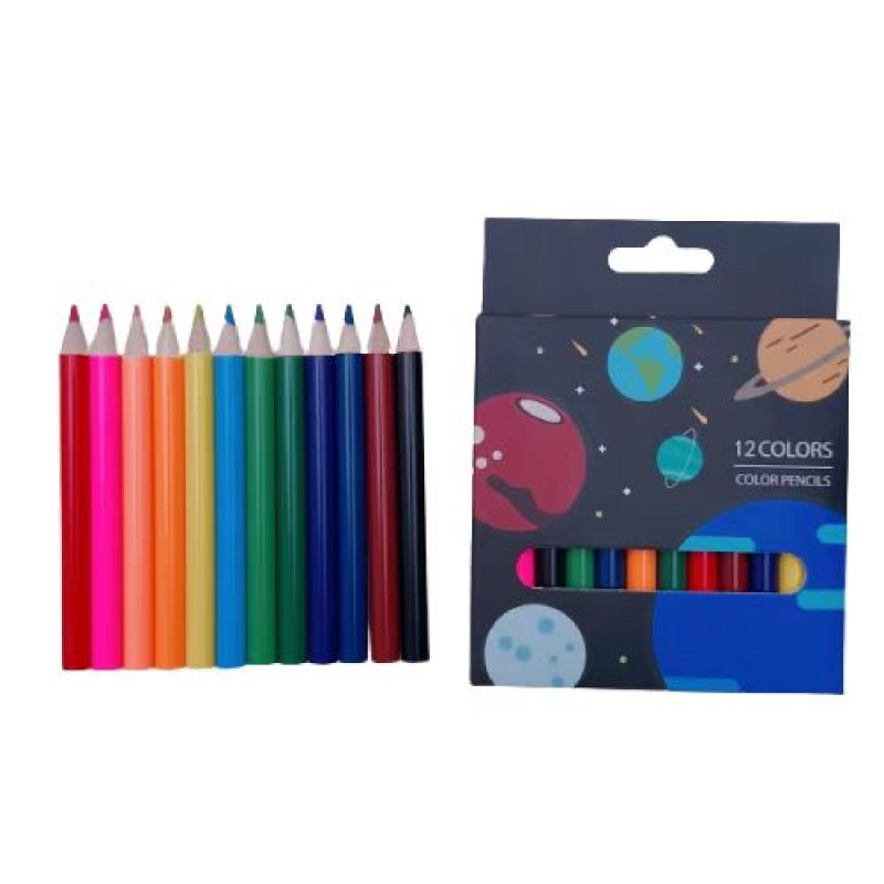 Ready to Ship Custom School 12-color Natural Wooden Color Pencil  