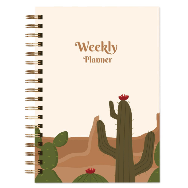 Weekly Planner A5 Spiral Goal Journal Undated Planner Book Agenda Notebook A5 Fine Cover Thickened Paper Double Coil Binding Notebook